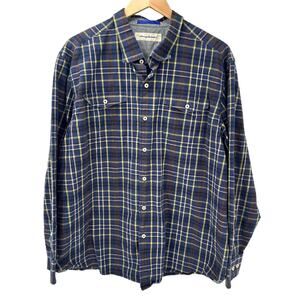 Tommy Bahama Shirt Mens XL XLX Blue Brown Plaid Flannel Button Up Long Sleeve